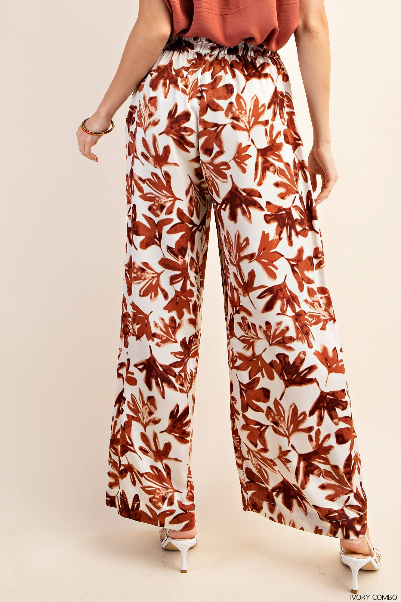 Tropical Drapey Satin Printed Palazzo Pants