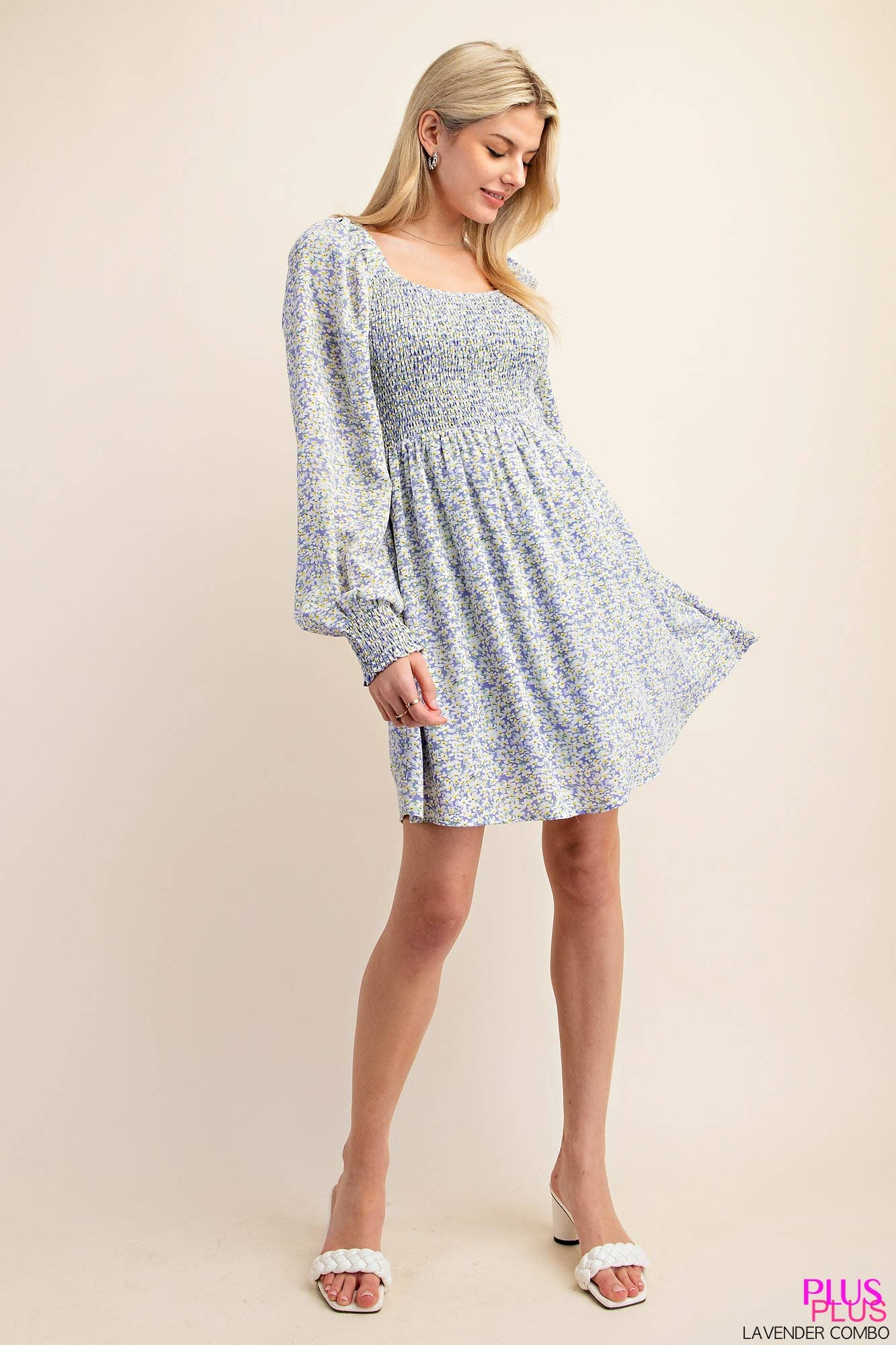 PLUS FLORAL PRINT BABYDOLL DRESS