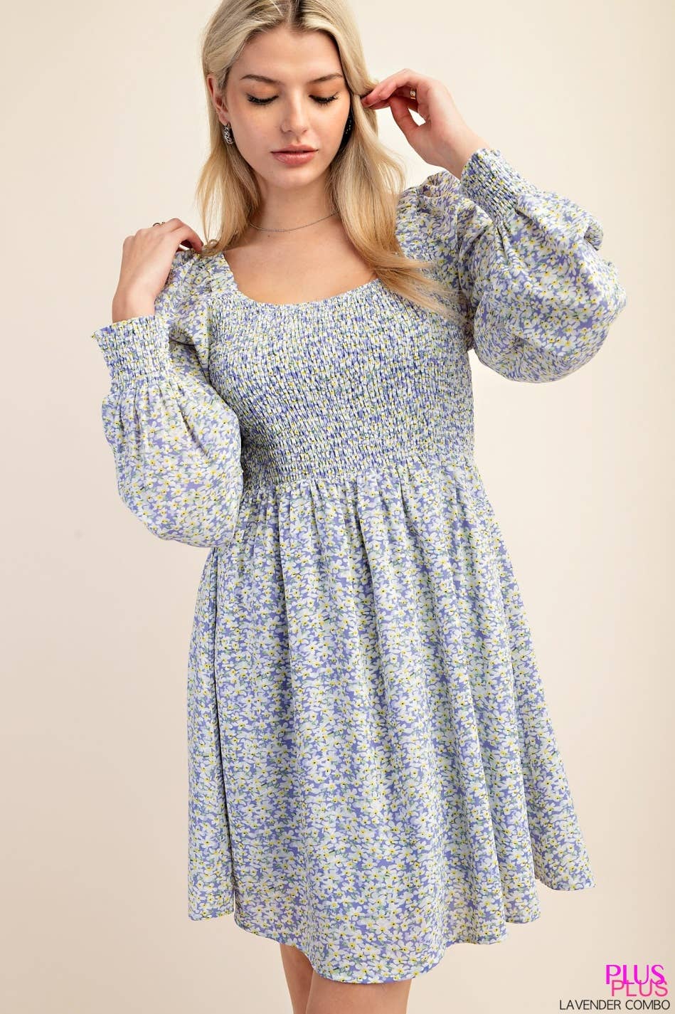 PLUS FLORAL PRINT BABYDOLL DRESS