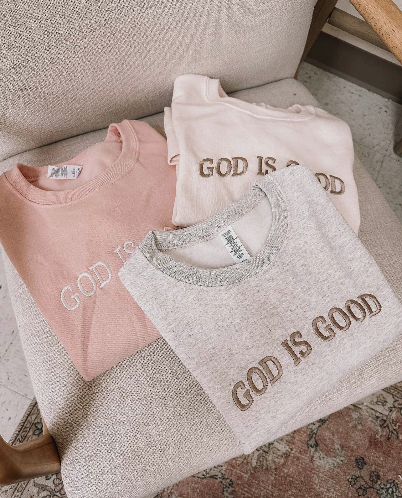 Embroidered “God is Good” Sweatshirt