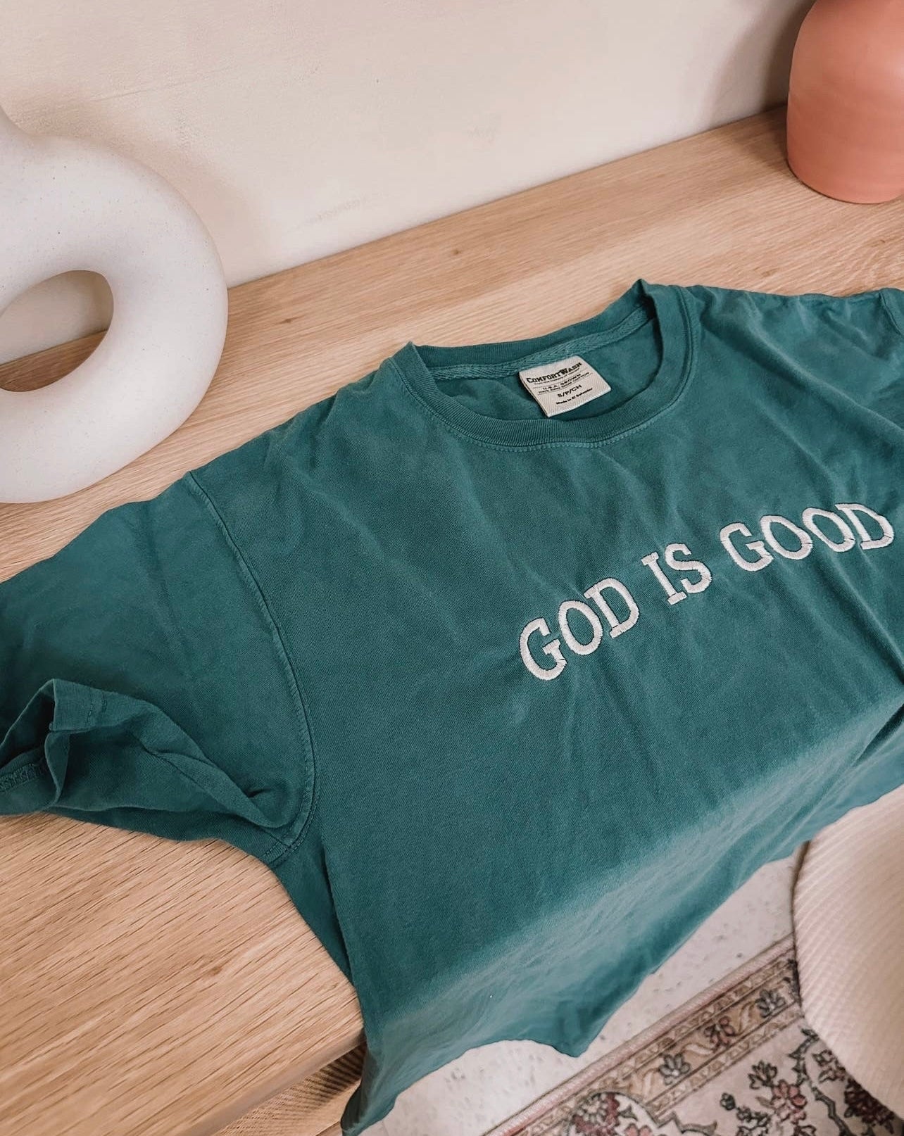 Embroidered “God is Good” Tee