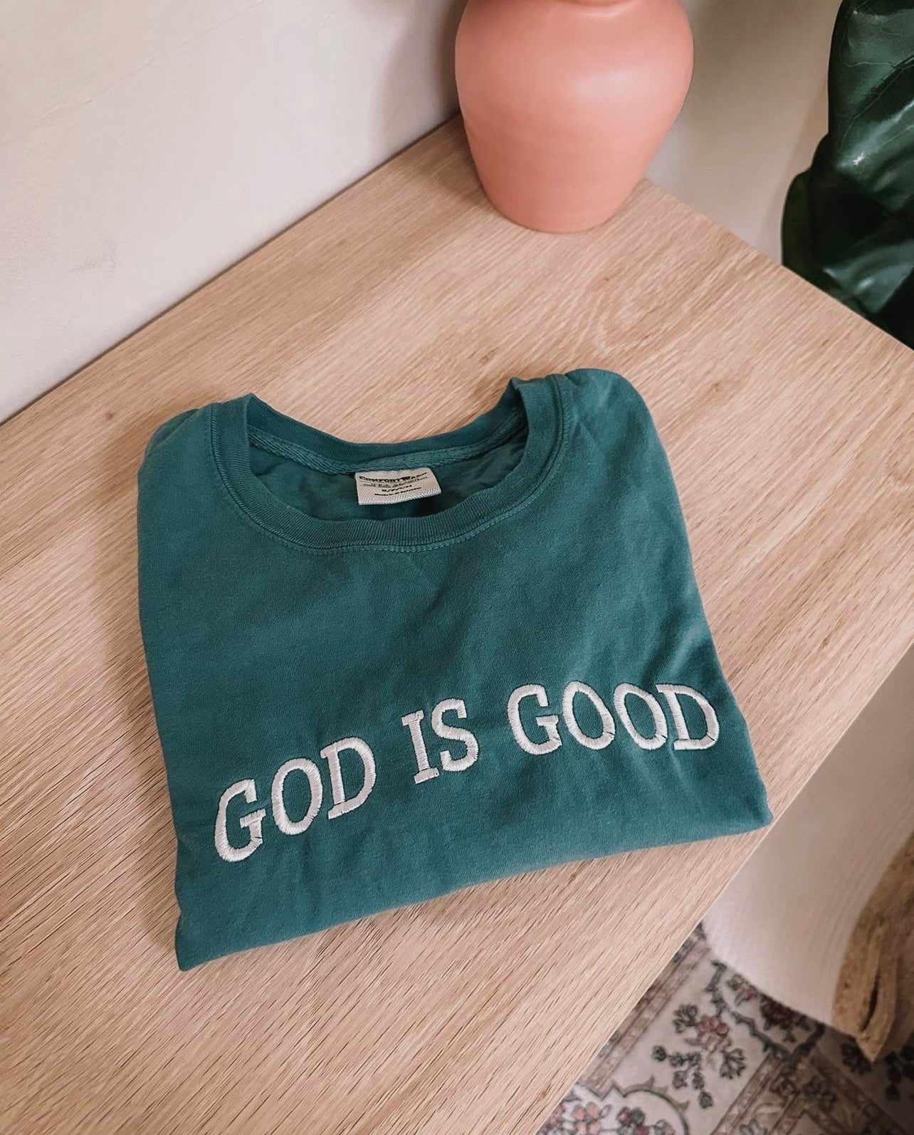 Embroidered “God is Good” Tee