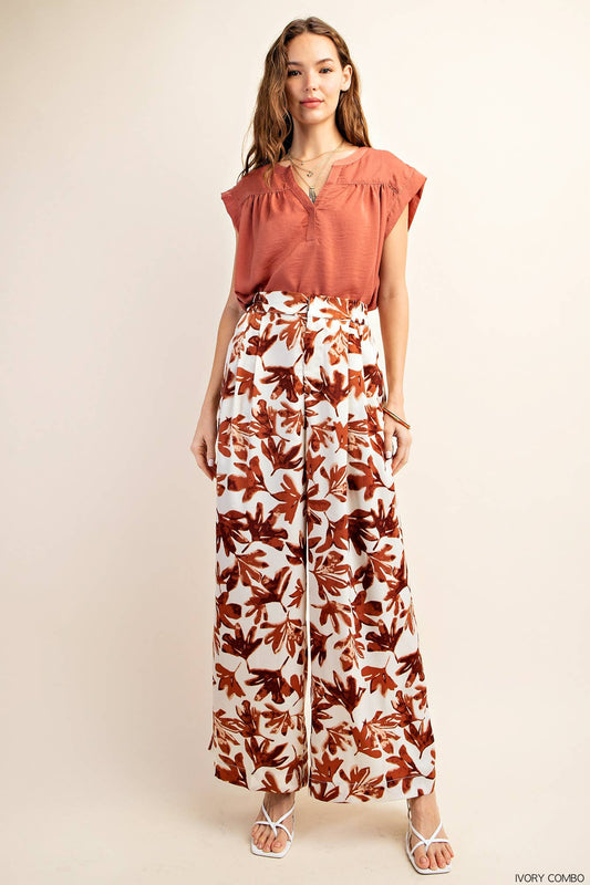 Tropical Drapey Satin Printed Palazzo Pants